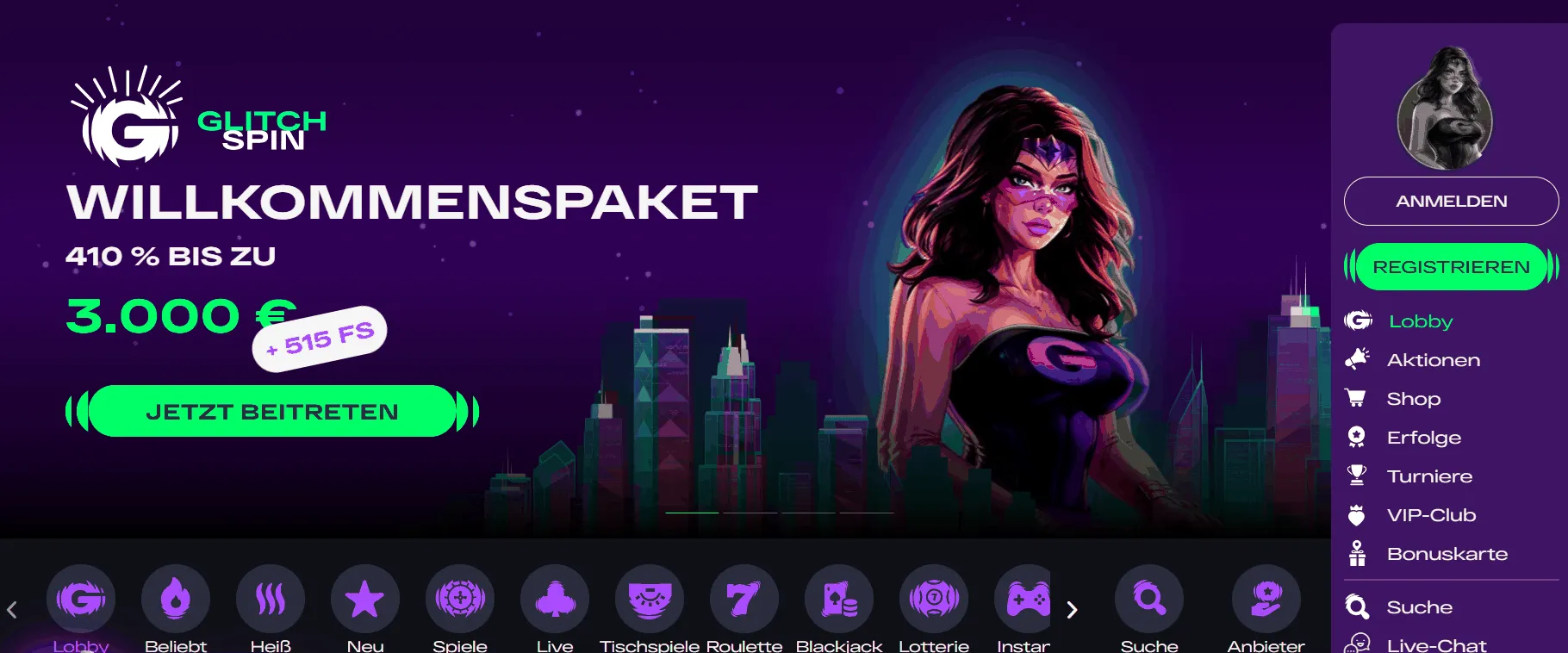 Glitchspin Online Casino Webseite Glitchspin Casino Startseite