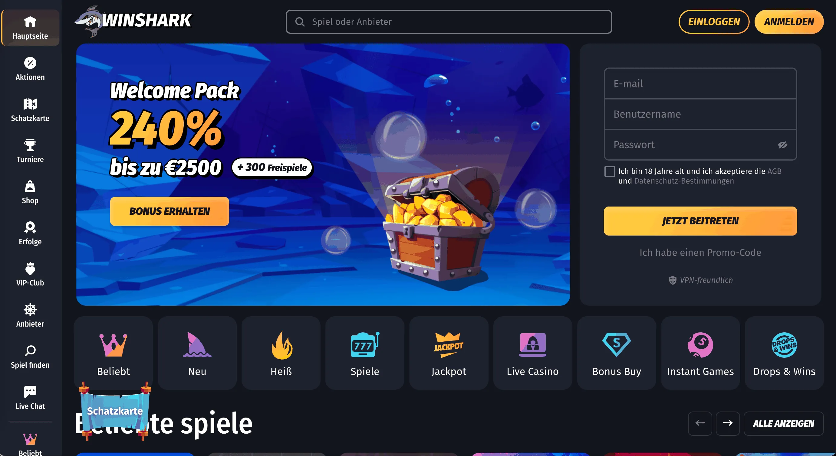 Online Winshark Casino Lobby-Seite Winshark Casino Lobby-Seite