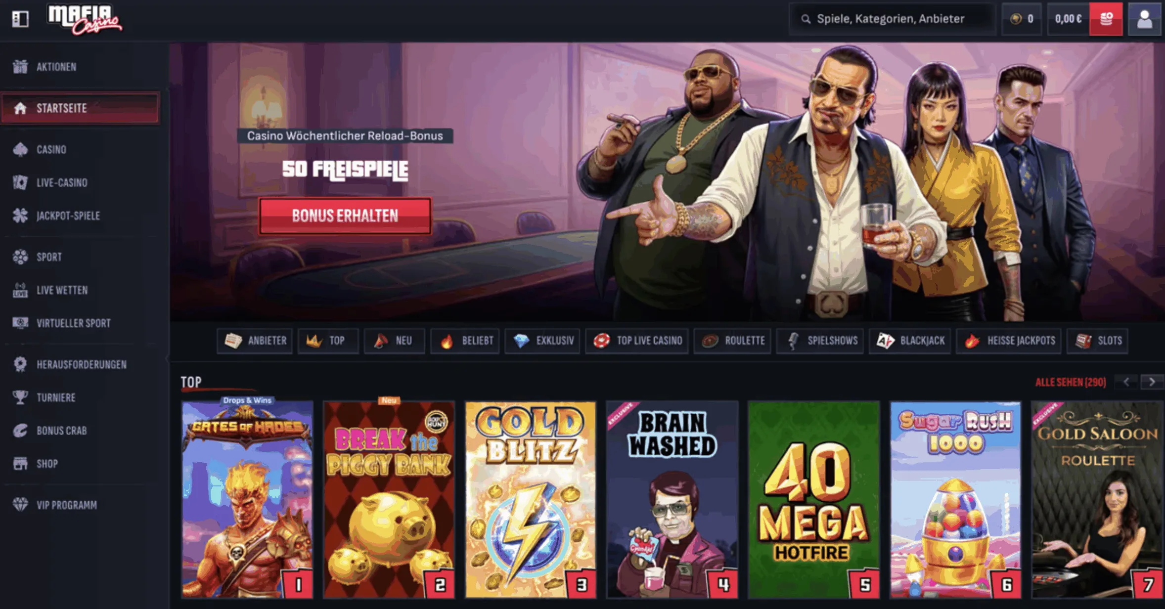 Mafia Online Casino Mafia Casino Lobby-Seite